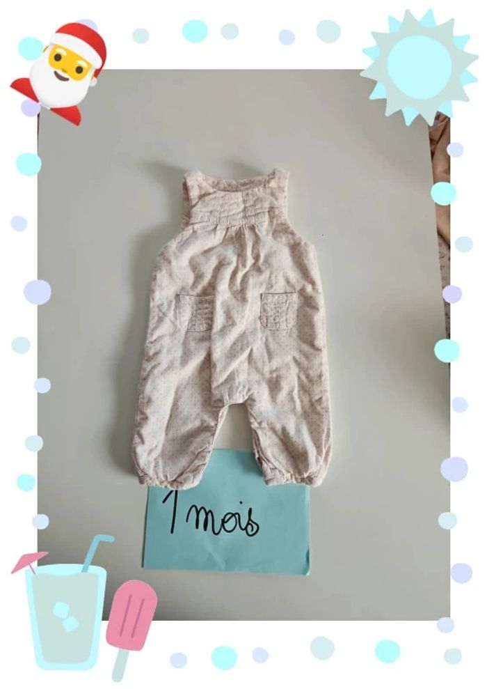 salopette combinaison cyrillus  1 Mois rose pale