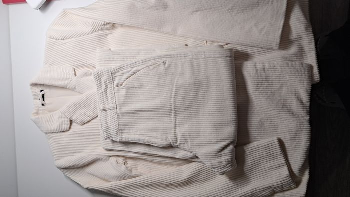 Pentalon + blazer blanc crème