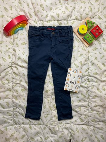 pantalon slim bleu marine taille réglable 3 ans tissaia