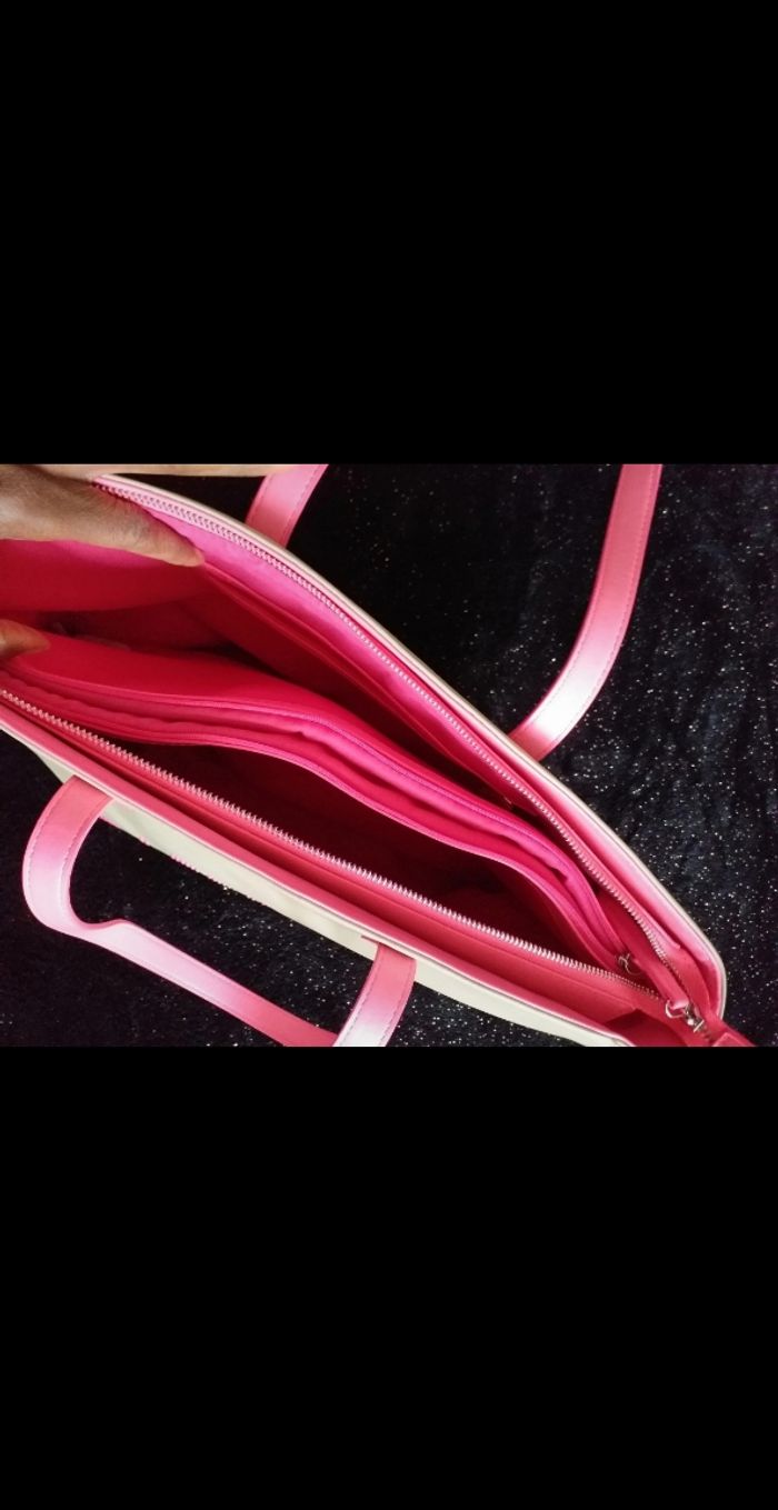 Sac cabas écru et fuschia - photo numéro 4
