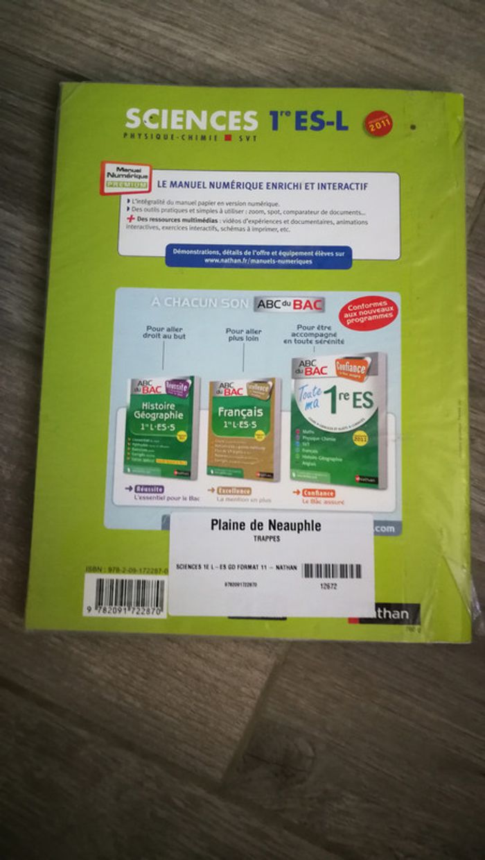 Sciences Physique - Chimie. SVT 1 er ES-L - photo numéro 2