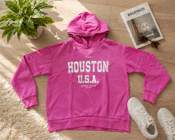 Sweat à capuche rose Kiabi XS – Très bon état – Style casual Houston USA