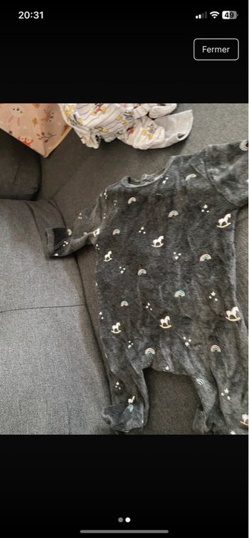 Pyjama velours en laine 1 mois