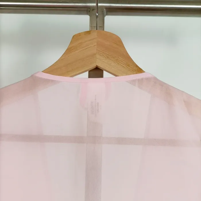 Déshabillé en mousseline rose poudré transparent - kimono d'intérieur taille unique - Feminissime - photo numéro 10