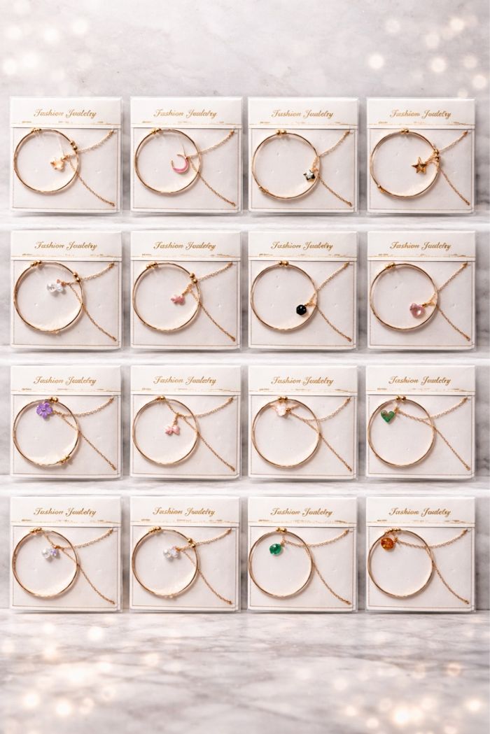 Bracelet + collier assorti doré tendance 🌙
