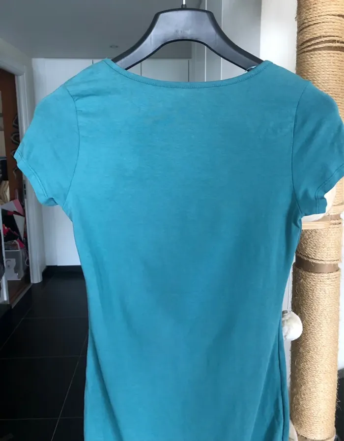 Robe turquoise à manches courtes H&M en coton taille 38 / M neuve avec étiquette. - photo numéro 10