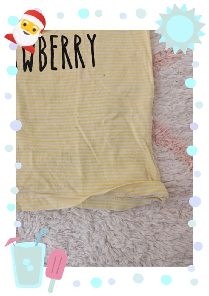 Tee shirt jaune rayure blanche imprime fraise taille 5 ans - photo numéro 4