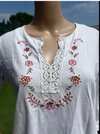 Blouse blanche brodée chic – Blancheporte – taille 38/40