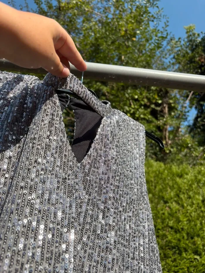 Débardeur style blouse à sequins argentés – Marque Shein - photo numéro 3