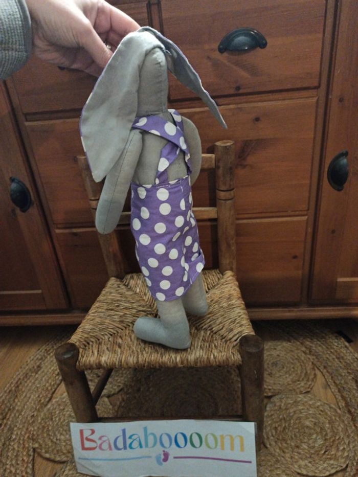 peluche lapin fait main tissu BE - photo numéro 3