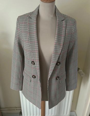 Blazer à carreaux, noir, blanche, rouge, Newlook