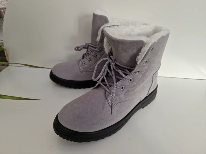 Bottines Grises Fourrure Blanche - photo numéro 5