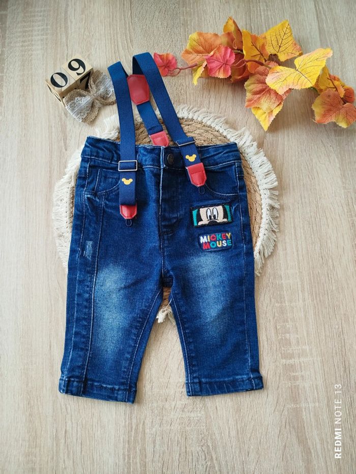Jean salopette Mickey 9mois