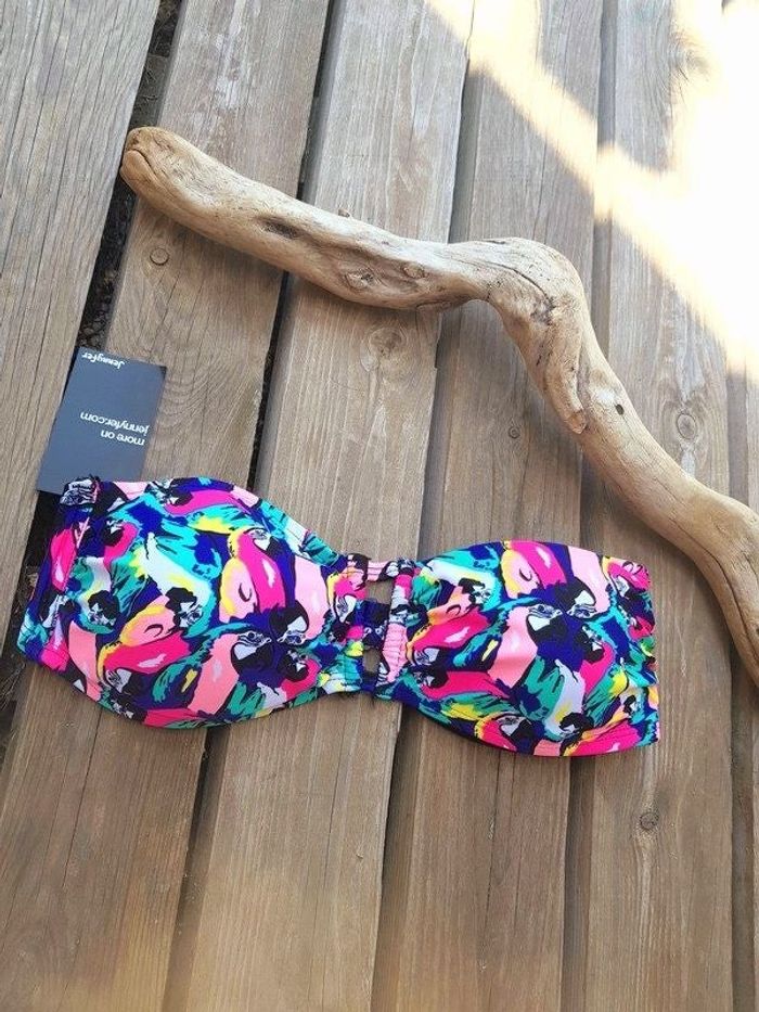 Haut de bikini bandeau jungle fleurs tropicales