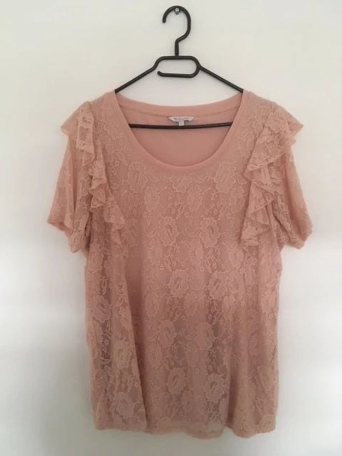 T-shirt dentelle rose MS Mode