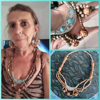 Collier bois Vintage bijoux