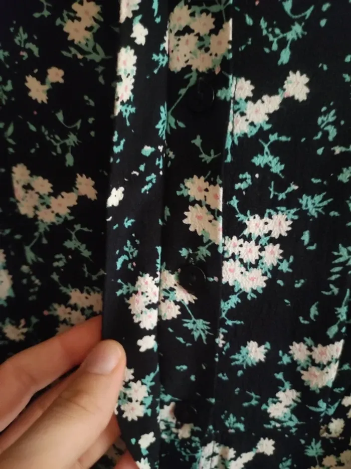 Robe chemise a fleurs manche longue - photo numéro 7