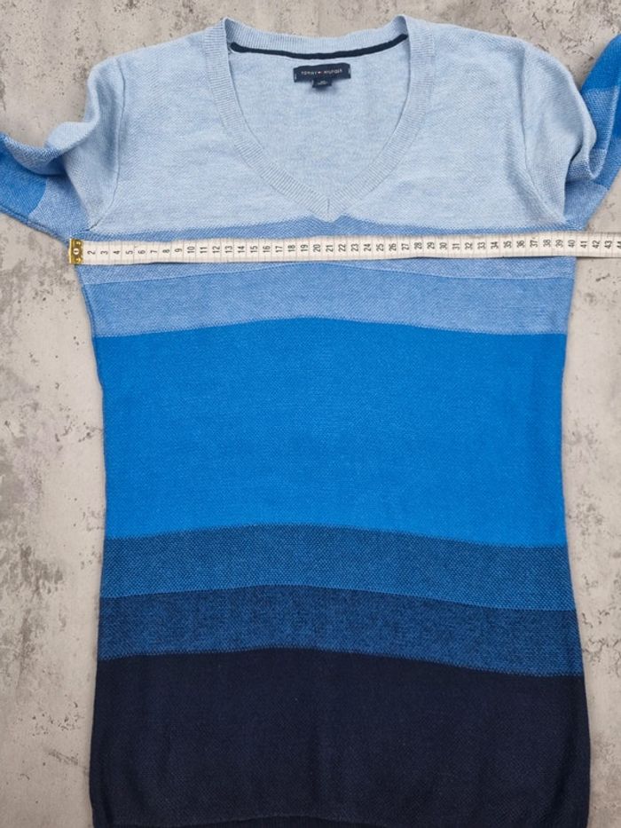Pull col V Tommy Hilfiger dégradé de bleu, XS Femmes - photo numéro 8