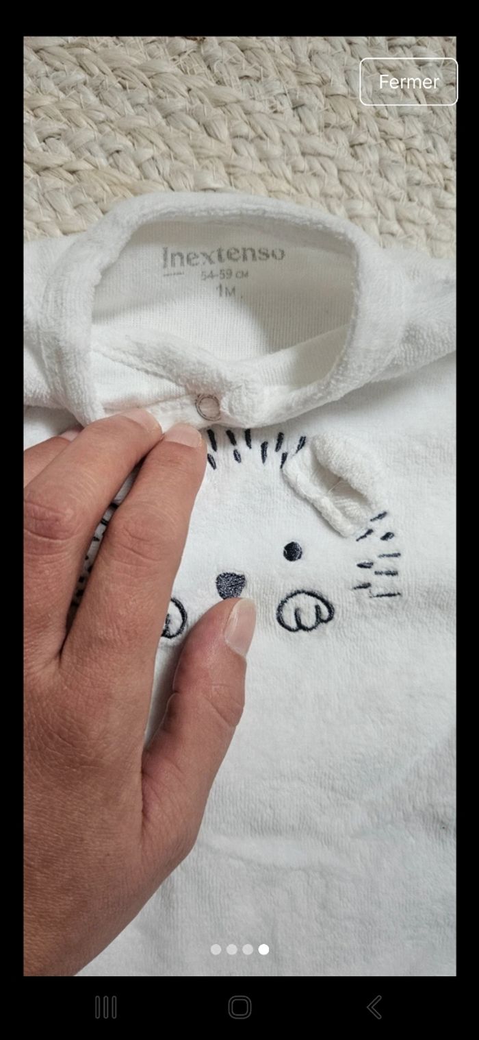 Lot de 2 pyjamas 1 mois velours - photo numéro 4