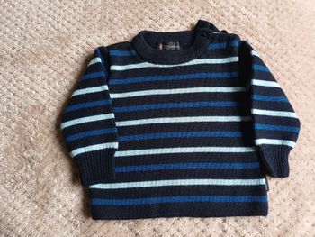 Pull Rayé Marin Flottille (6 Mois) - Laine/Maille Coton Bébé Garçon/Fille