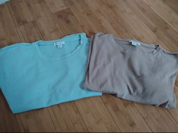 Lot 2 t-shirt turquoise et taupe