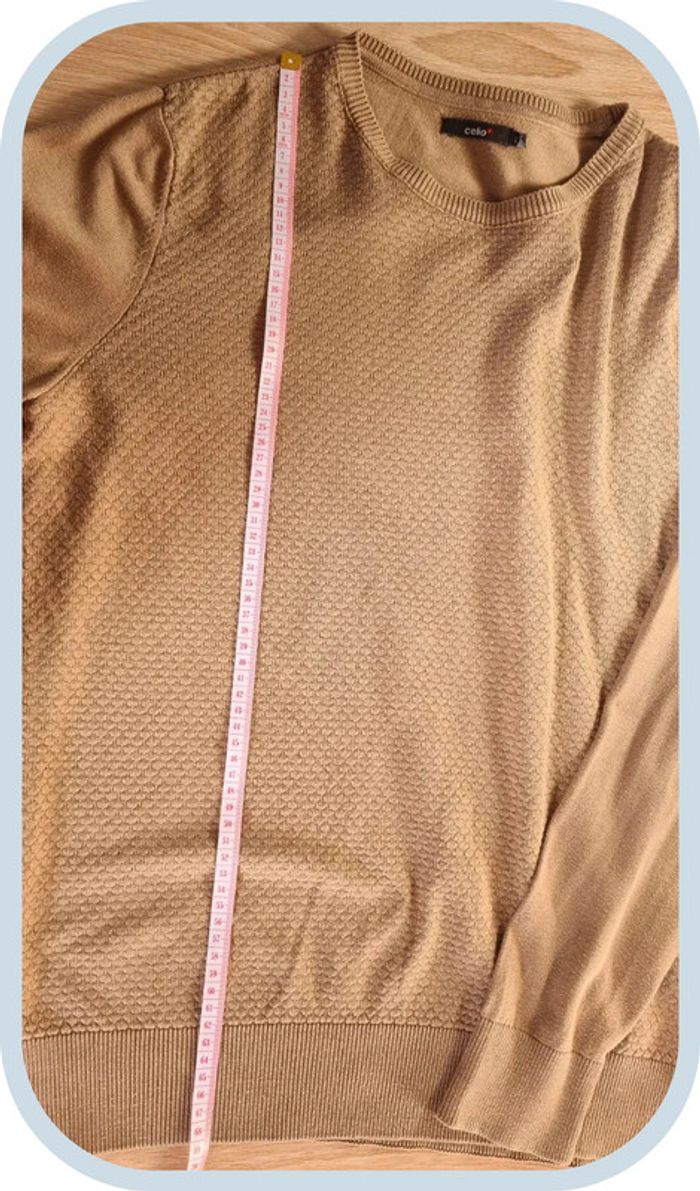 Pull à col rond beige Celio Homme L - photo numéro 6
