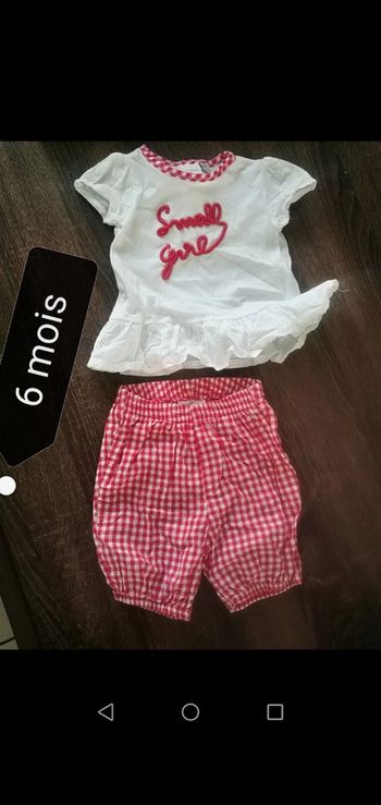 Ensemble short à carreaux et tee shirt manches courtes 6 mois