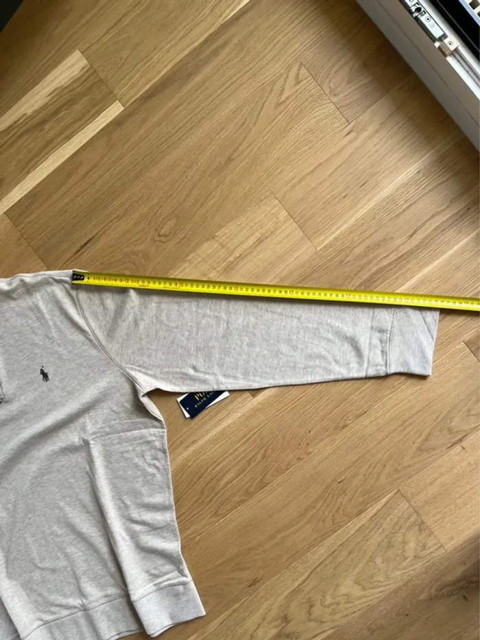 Pull 1/4 Zip Camionneur Ralph Lauren - Beige/Gris Logo Brodé Marron - Taille L - photo numéro 8