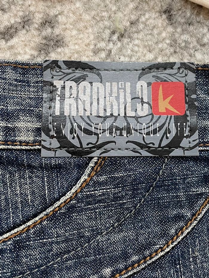 Pantalon en jean coupe skater baggy Trankilo brodé arrière croix y2k 100% coton 36US #4 - photo numéro 9