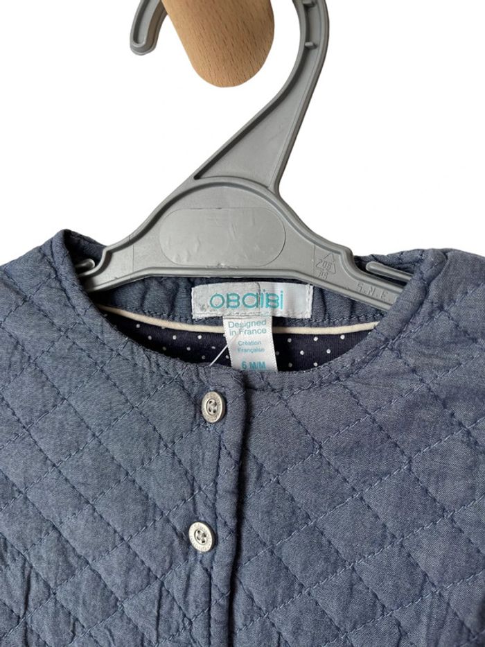Gilet / cardigan bleu à effet matelassé - Obaïbi 6 mois (68cm) - photo numéro 3