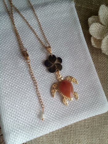 Collier tortue agate et n'acre naturelle