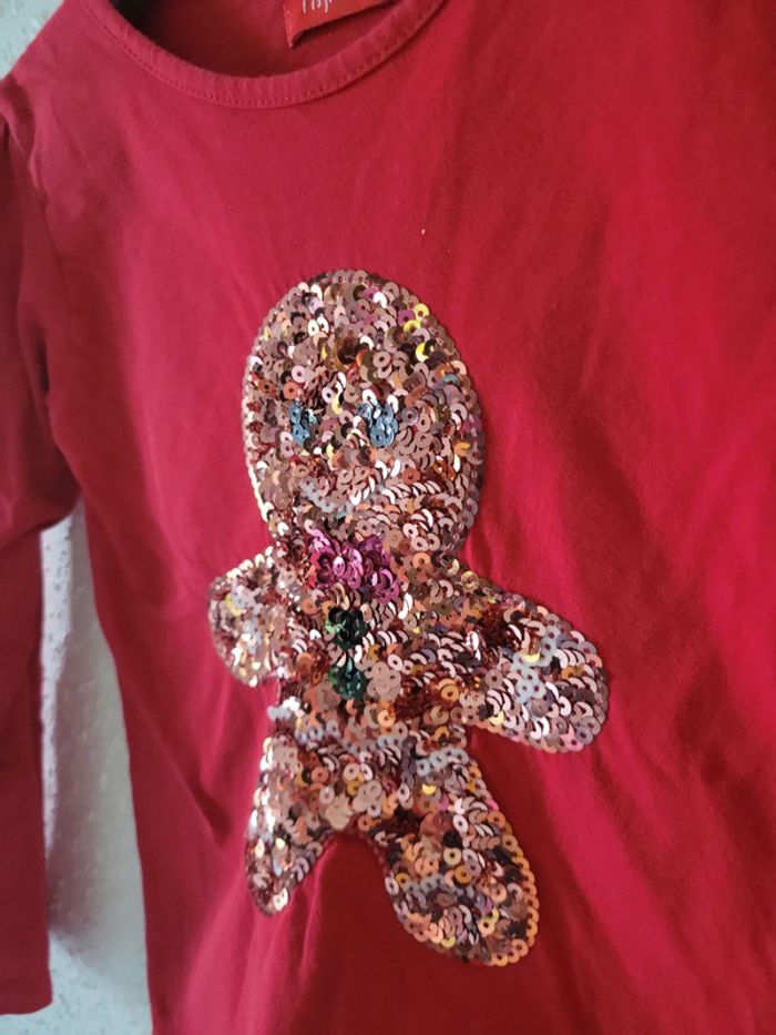 Tee-shirt manches longues filles 6 ans pain d'épice sequin - photo numéro 3