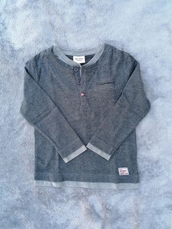 T-shirt Ml Tape à l'œil avec boutonnière- gris anthracite taille 3 ans