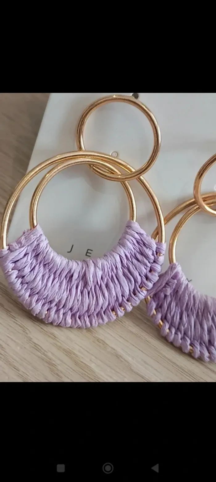 Boucles d'oreilles créoles violettes - photo numéro 2