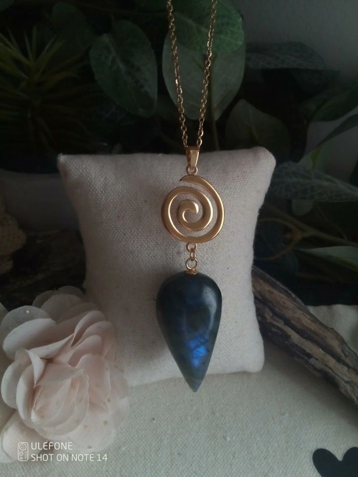 Collier labradorite et spirale dorée - photo numéro 3