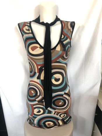 Top sans manches Xanaka motifs vintage avec lavallière taille 34 / XS bon état