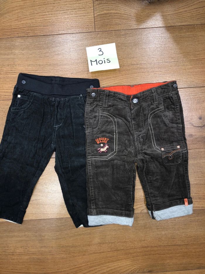 Lot de 2 pantalons garçon sergent major velour 🌺 taille 3 - 6 mois