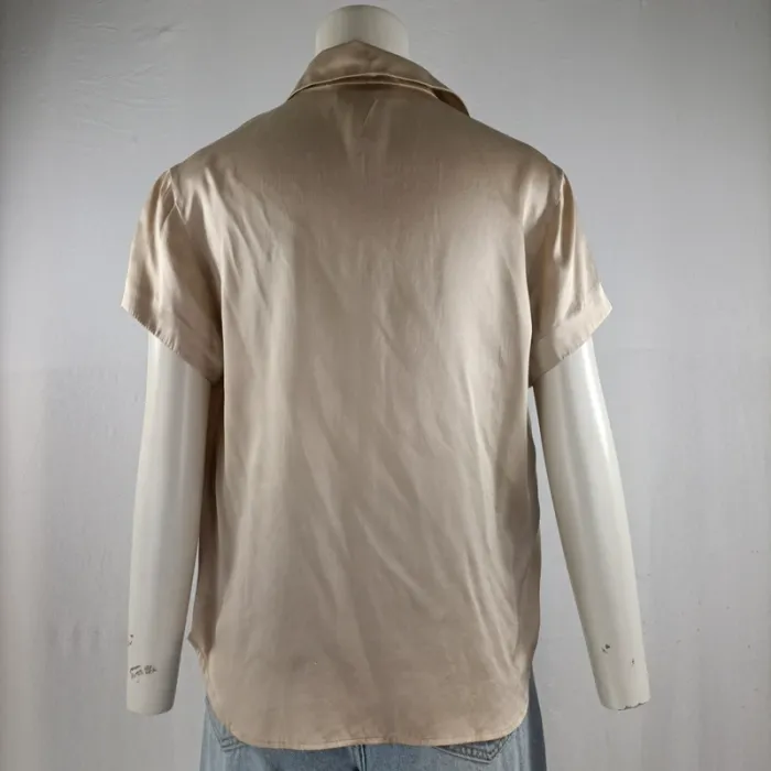Chemise beige en 100 % soie Jones New York, manches courtes, fluide et légère, taille 36 A1203 - photo numéro 4