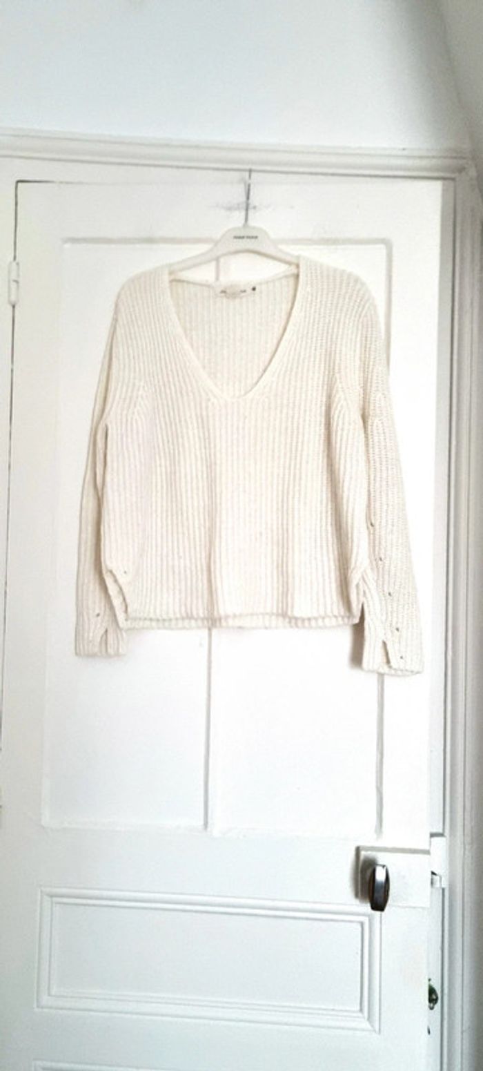 Pull blanc col v 36/38 h&m