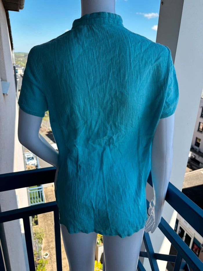 Chemisier / chemise daxon bleu clair bouton manches courtes vintage 2000s taille M-38 - photo numéro 2