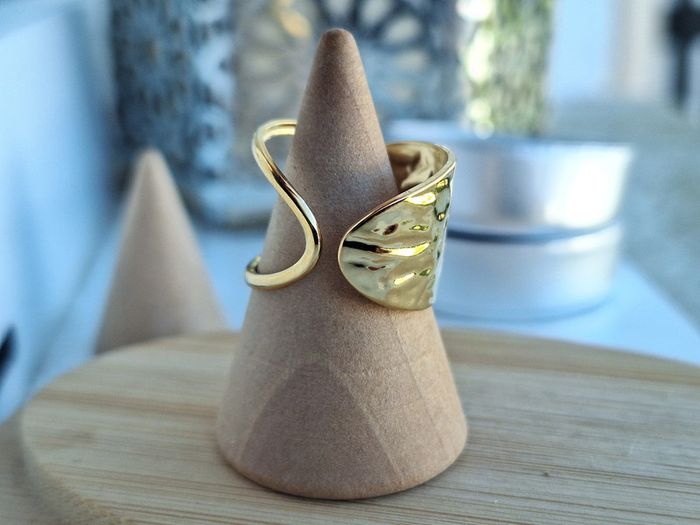 Bague Doré ouverte en acier inoxydable bague avec un design moderne et jolie, Ajustable - photo numéro 4