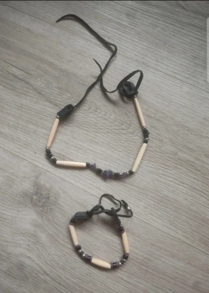 Collier + bracelet africain ajustable neuf