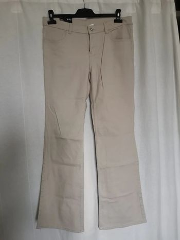 Pantalon denim beige coupe jambe large | taille 44 | neuf avec étiquette