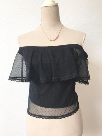 Top bustier en plumetis noir neuf