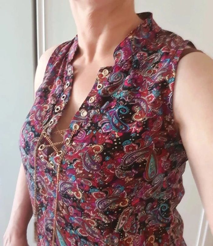 Blouse à oeillets et chaîne Mim - Taille S - photo numéro 3