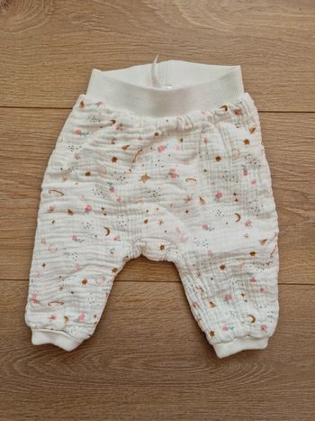 Pantalon fille Orchestra blanc fleurs étoiles 60 cm
