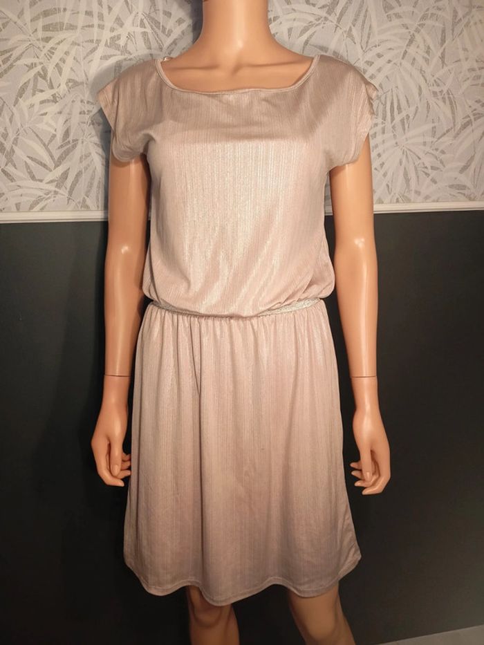 Robe fluide beige /rose pâle S R*169