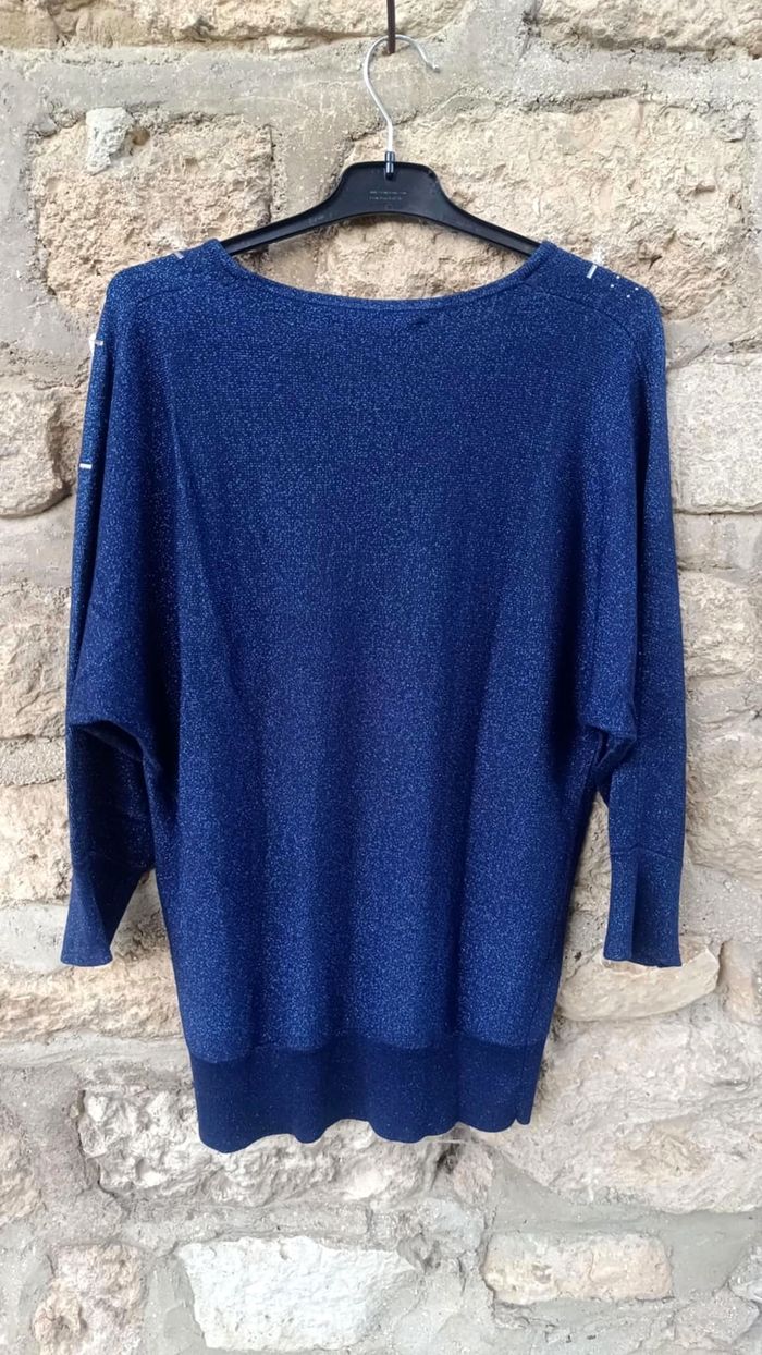 Pull bleu marine pailleté femme taille 4 Christine Laure - photo numéro 2