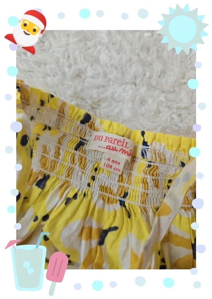 robe fille 4 ans blanche bretelle débardeur jaune dpam - photo numéro 3