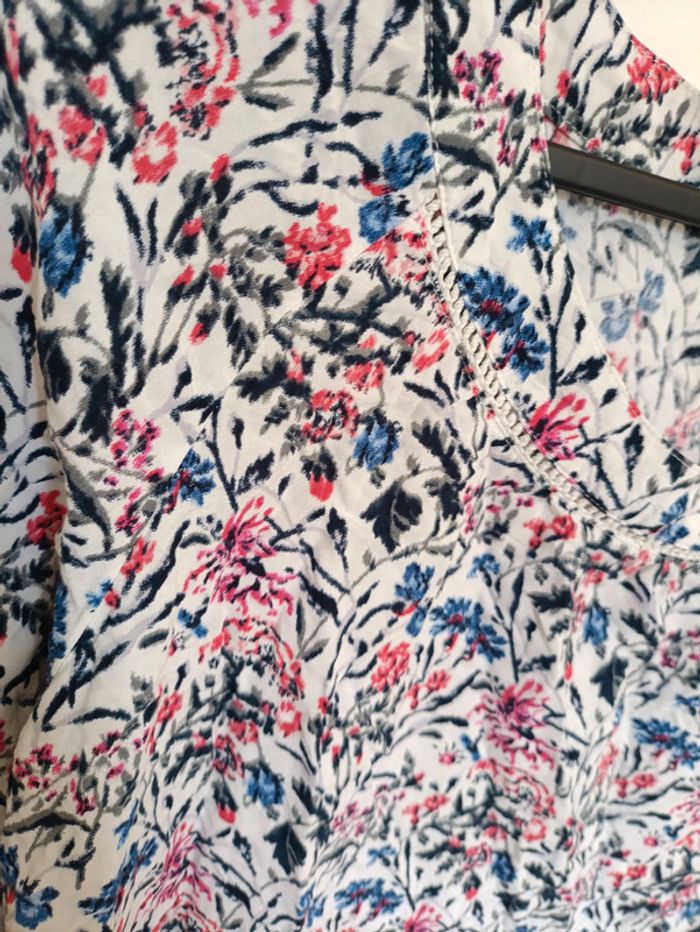 Blouse blanche à fleurs froissée vintage mignon - photo numéro 2